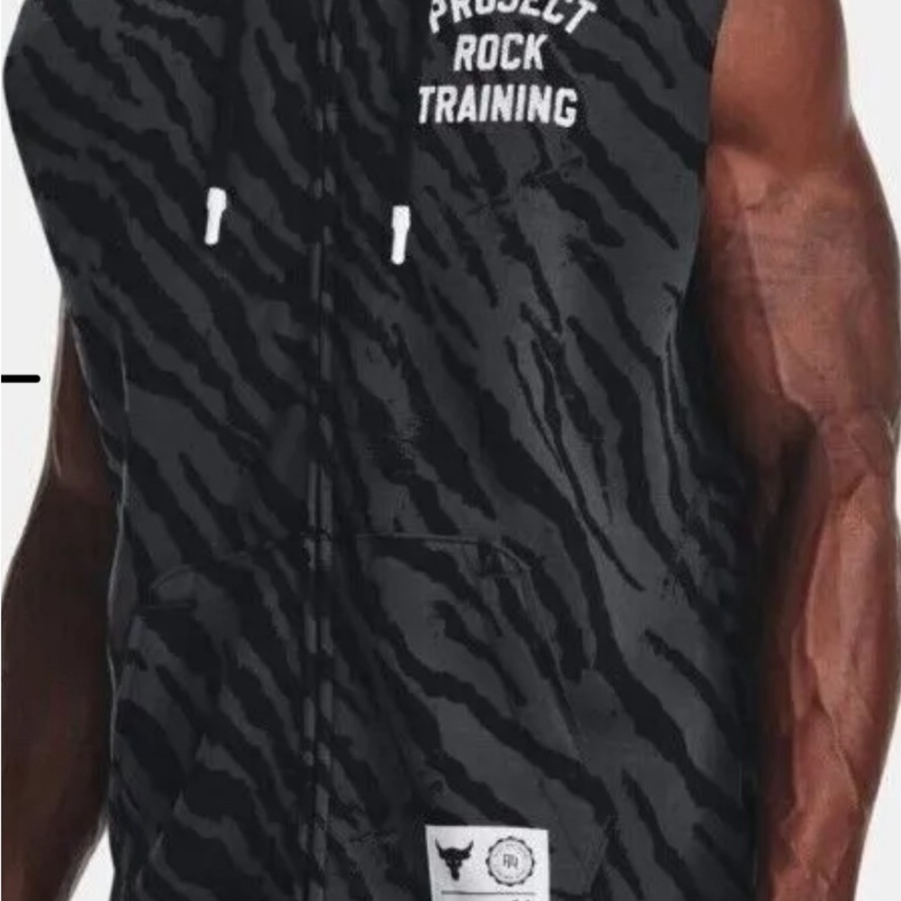 Under Armour Project Rock Rival Fleece Sleeveless Full-Zip Size XL 1377444-001 - Picture 3 of 5